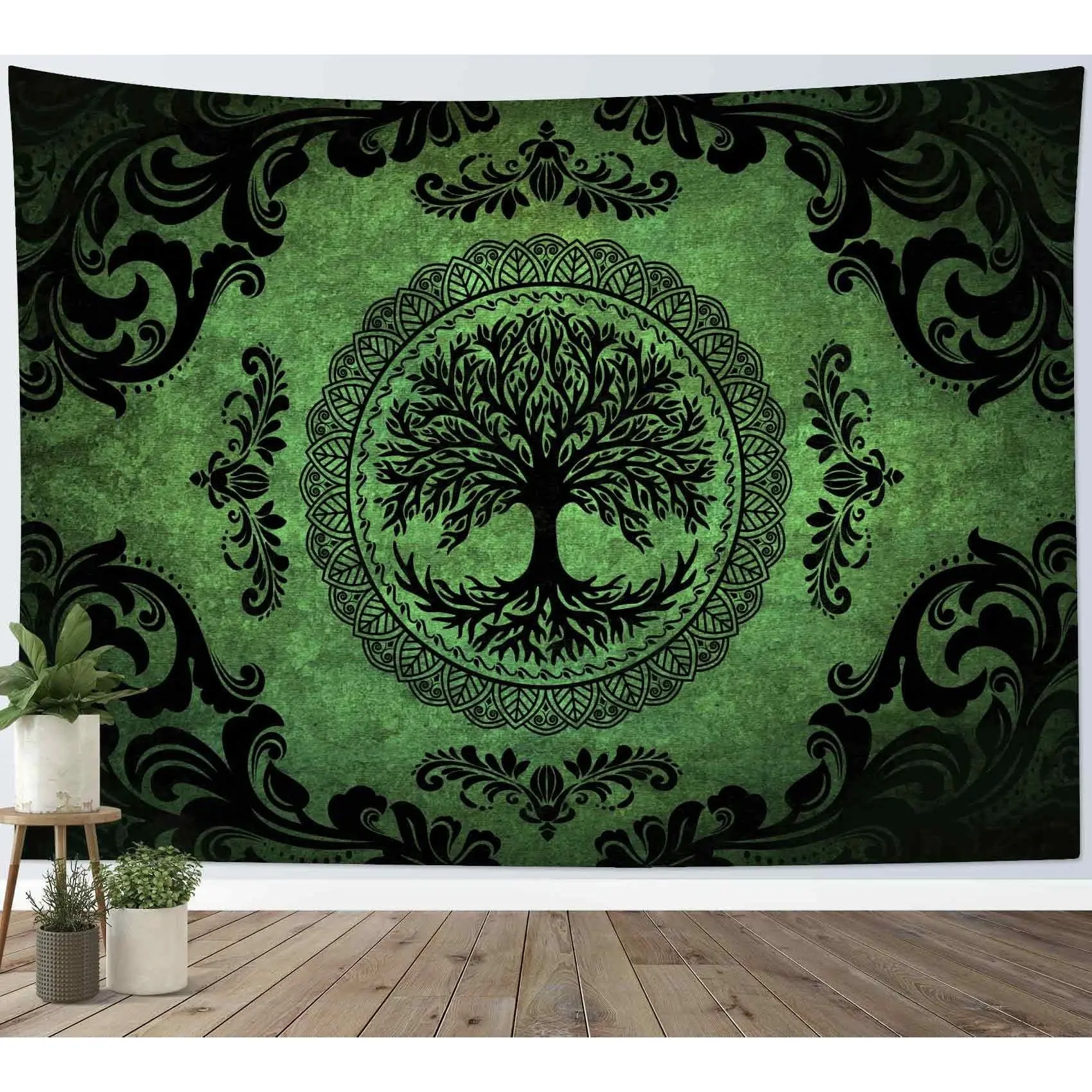 Mandala Tapestry Green Mandala Backdrop Boho Theme Wall Hanging Photography Background Spiritual Decor for Living Room Bedroom Indoor Outdoor Home Decoration