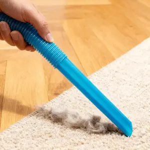 Pet Hair Dryer Vent Vacuum Attachment - Flexible Stretchable Crevice Tool for Lint & Fur Removal, Slim Compact Dusting Hose, Universal Quick-Connect Cleaning Kit for Home & Auto Detailing