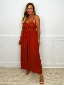 There You Go Rayon Blend Rust Orange Avery Mae Jumpsuit