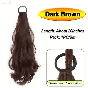 Ponytail Hair Extension popular synthetic hair piece trendy 20 Inch wavy elastic band ponytail high temperature resistant natural versatile hairstyle accessory for daily dating party wedding special occasions
