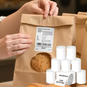 40x60mm, 130 sheets, rounded corner self-adhesive thermal labels, strong and versatile stickers, suitable for home and office organization, compatible with most label printers.