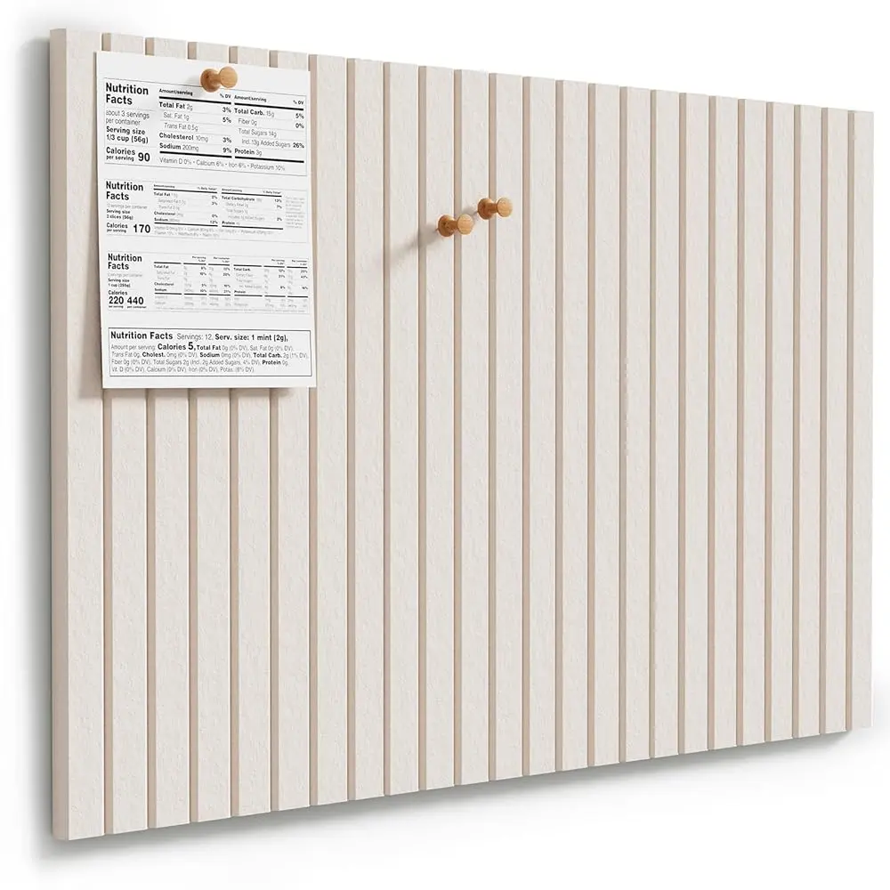 MaxGear Decorative Eco-Friendly Cork-Felt Bulletin Board Set - 6-Pack No-Nails Mountable 36x24 Inch Polyester Fiber Modern Slat Panel Wall Tiles, Lightweight Soundproofing Push Pin Organizer for Home Office Work, Scratch Resistant, Multi-Size