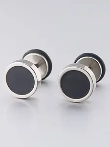 Men's Stainless Steel Round Drip Earrings, Hip Hop Punk Style, Suitable for Daily Wear & Parties, Pack of 2, Stud Earring Jewelry