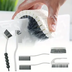 6pcs Cleaning Brush Set, Scrub Brushes for Kitchen and Bathroom, Household Use, Various Brushes for Cleaning Dishes, Tiles, Corners, Floors, Glass, Living Room,