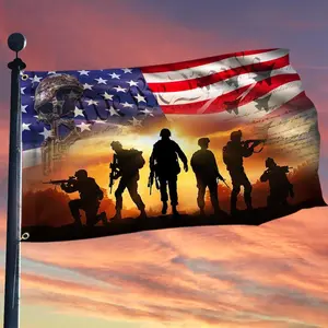 American Flag-All Gave Some, Some Gave All Memorial Veteran Day Flag THH3855GFn, 3x5 ft., With Flagpole Mounting Rings-USA Flags Premium Polyester-Decorative Indoor Outdoor Flag