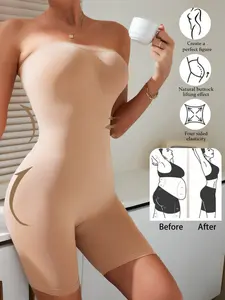 Slimming Strapless Shapewear Bodysuit for Women, Tummy Control Body Shaper, Mid Thigh Underwear with Butt Lifter, Anti Chafing Design, Tummy Control Shapers