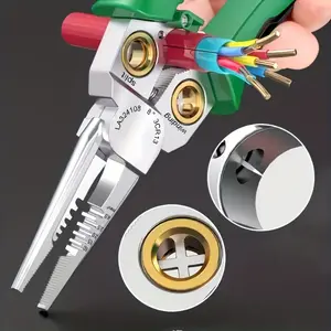 (Battery Not Included)Wire Stripper Twister with Electricity Measurement Function 8in1 Wire Stripping Pliers for Cutting and Pulling Wires Cable Scissors for Scraping and Pressing Wires with Voltage Test DIY Tools