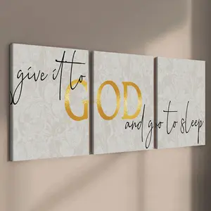 3 Counts Wooden Framed Canvas, Inspirational Faith Quote Art Print, Exquisite Poster, Perfect Living Room Decoration, Modern Art, Fashion Family Poster, Wall Art Decoration, Waterproof Art