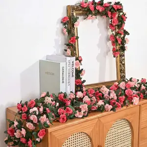 Artificial Flower Vine, 1-Count 96-Inch Plastic Garden Vine Garland, Faux Flower Rattan Wedding Party Decoration, Wedding Decor, Floral Wreaths and Faux Flower Garland