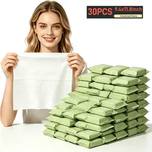 Compressed Towel Tablets, Portable Disposable Face Towels, Individually Wrapped Compressed Towels, Expands with Water, Soft & Lint-Free, Lint Free Towelette, 11 x 9.4 Inch, Travel Size (30/50/100Counts)