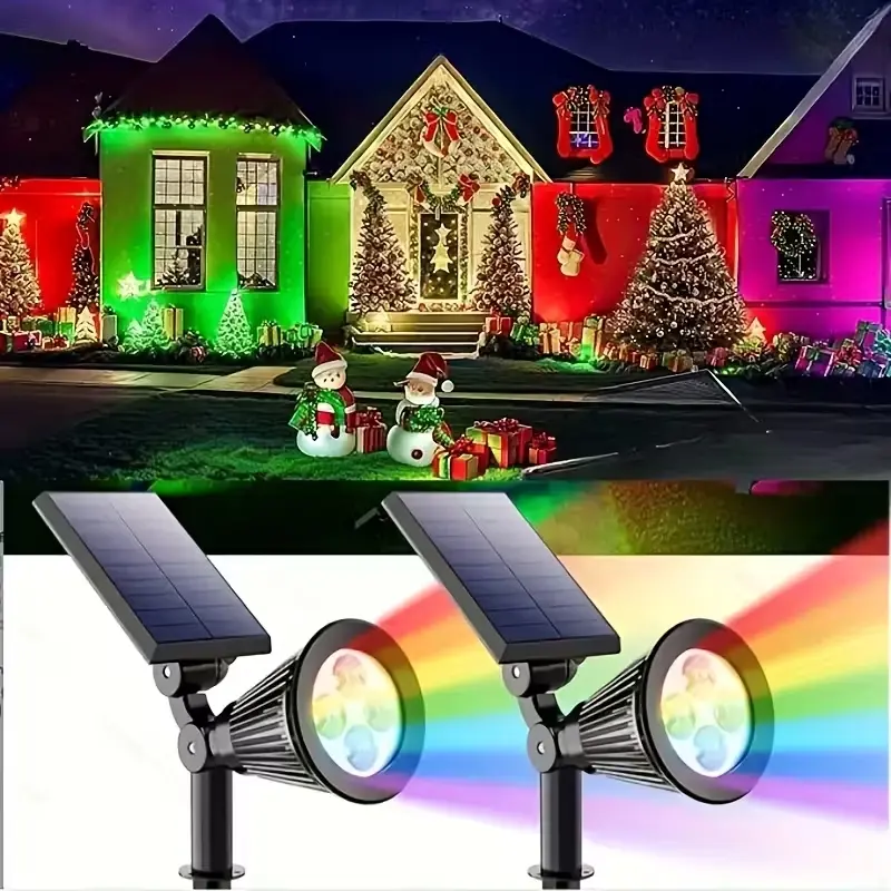 Solar Powered Projector Light, RGB Color Changing Outdoor Garden Light, Easy To Install Light for Wall, Stairs, Terrace, Yard, Pool, Studio Photography, Solar Lights Outdoor, Yard Lighting