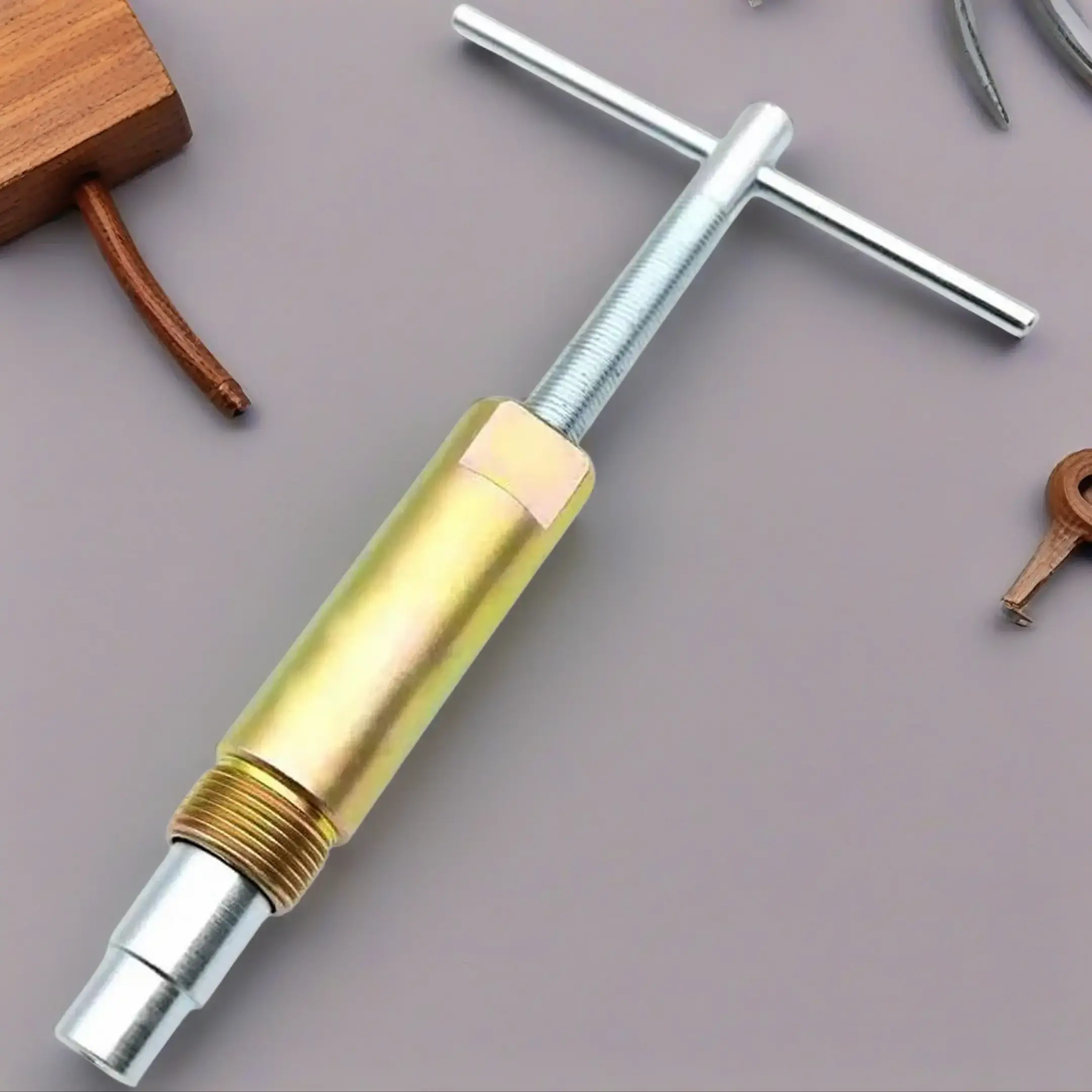 Compression Sleeve Puller Tool 03943 - 1/2-In Compression Fitting Nut & Ferrule Remover, Durable Corrosion Resistant Plumbing Tool with Fully Machined Body & Golden Threaded Mouth for Corroded & Frozen Supply Stops (11 oz, 6.65 x 4 x 0.5 in)