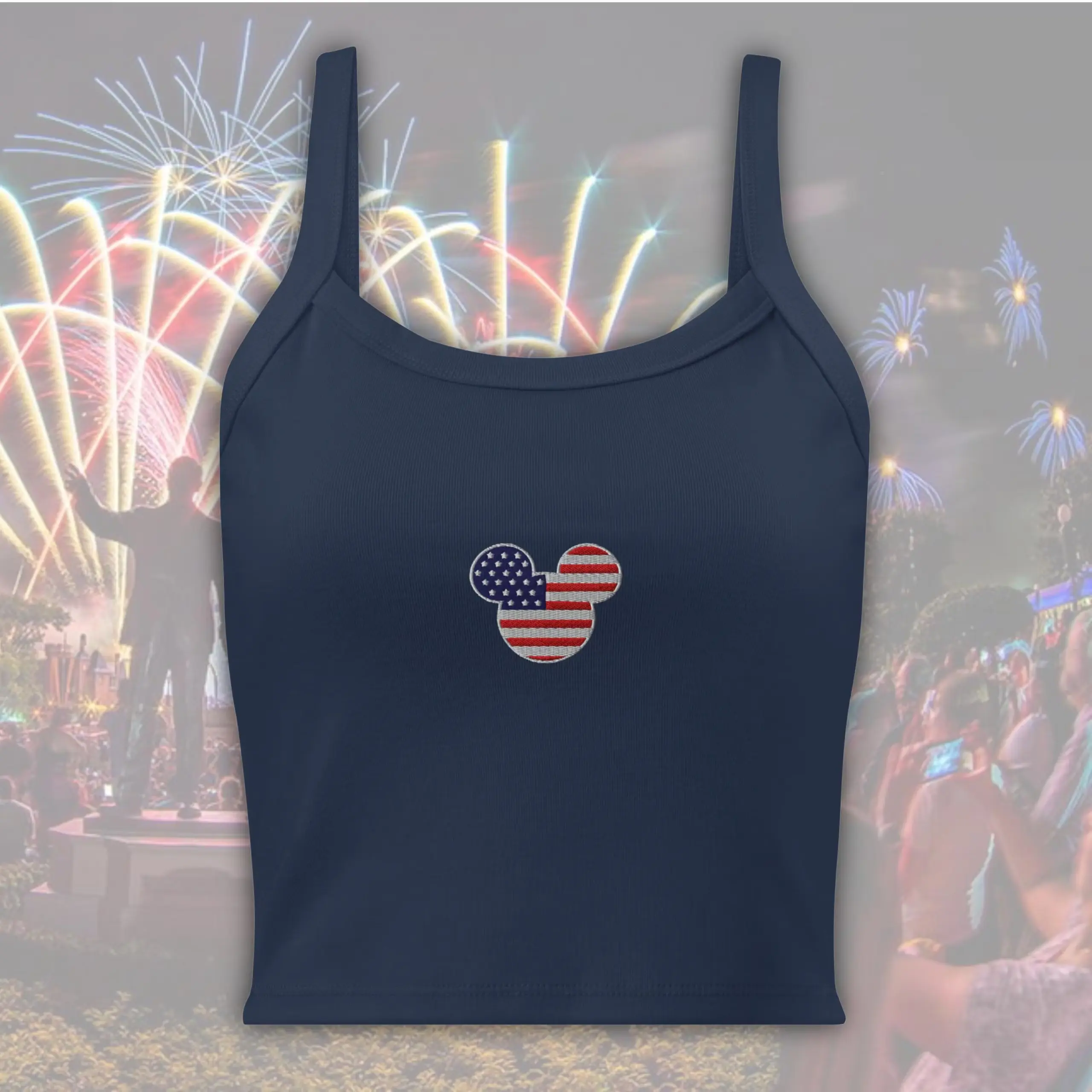 USA Women’s Cropped Tank _ Patriotic 4th of July Outfit _ Memorial Day Micro Rib Tank Top