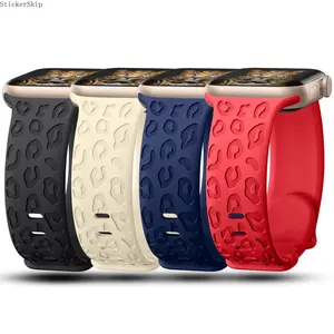 2026 NEW Viral Leopard Engraved Apple Watch Band – Sport Silicone Strap Compatible with 38–49mm Series & Ultra, Soft Sweatproof Wristband for Gym, Street Style, Daily Wear & TikTok Must-Have Gift