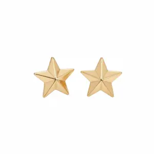 14K Solido Gold Star Stud Earrings = Made in Spain