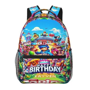ROBLOX large-capacity water-resistant backpack with all-over print for outdoor hiking, cycling, and daily commuting; cartoon merchandise shoulder bag/school pack; gift for boys and girls