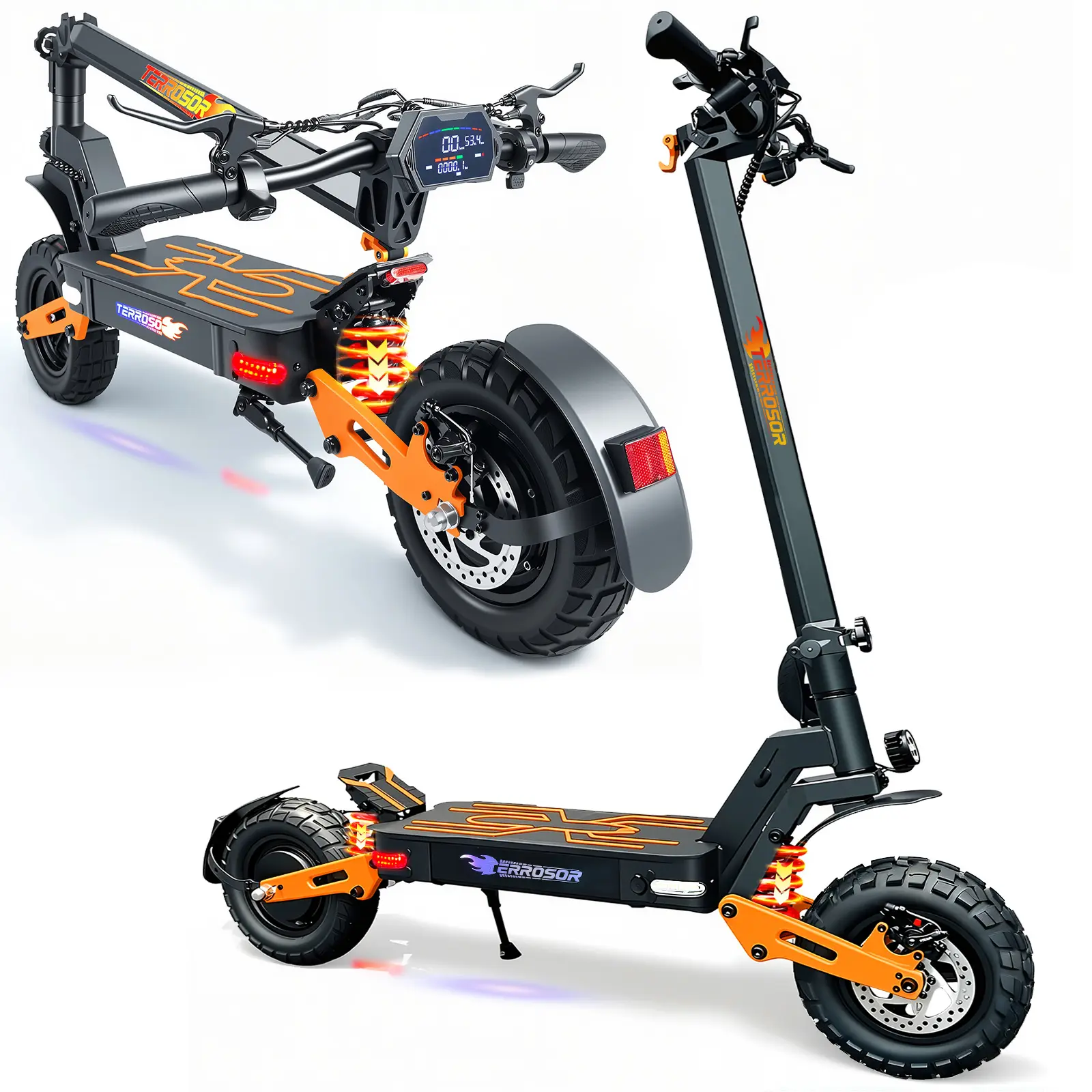 Adult Electric Scooter with 2000W Peak Motor, 35 Mi Range, 11-in Tubeless Tires, Front & Rear Dual Disc Brakes, Front & Rear Hydraulic Shock Absorbers, LCD Display, Portable Folding, Sturdy Frame for Commuting, Front And Rear Hydraulic Shock Absorbers
