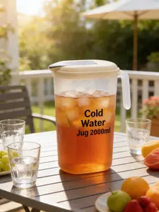 2200ml Water Pitcher with Lid, Fridge Jug, Plastic Juice Pitcher, Large Capacity Milk Jug with Handle, BPA Free Beverage Dispenser, Refrigerator Door Storage, Clear Iced Tea Pot, Kitchen Cold Water Kettle.