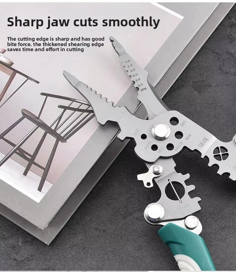 Foldable Wire Stripping Pliers, Professional Multifunction Manual Hand Tool, Pulley Design Durable Crimping & Wrapping Pliers