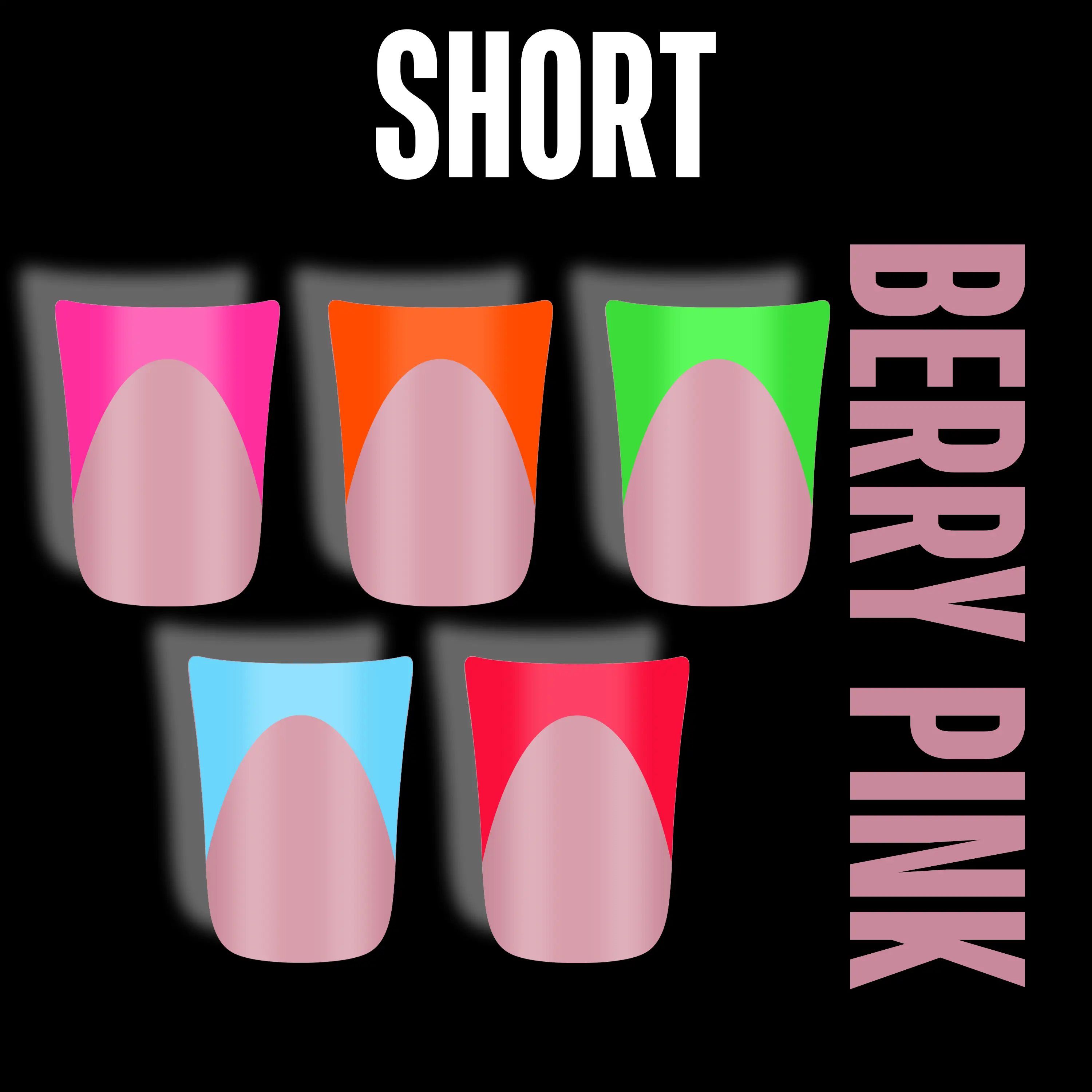 Mix Color French Tips Short Duck Nails Berry Pink