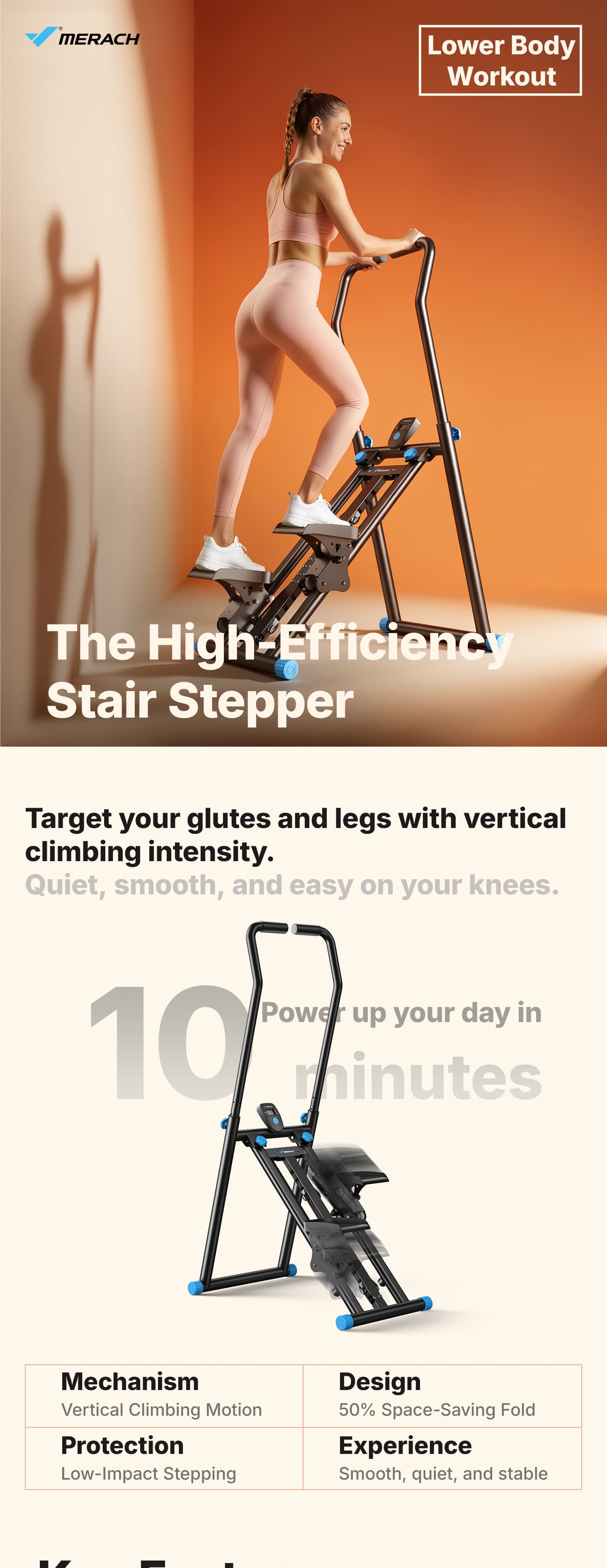 Merach Stair Stepper with Handlebar for Full-Body Workout, 330LBS Capacity, Compact Cardio Climber Exercise Machine with Adjustable Pedals, Vertical Climber for Home Gym Merach Stair Stepper with Handlebar for Full-Body Workout, 330LBS Capacity, Compact Cardio Climber Exercise Machine with Adjustable Pedals, Vertical Climber for Home Gym