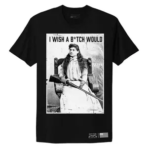 Women's I Wish A B*tch Would Boyfriend Fit T-Shirt - Black