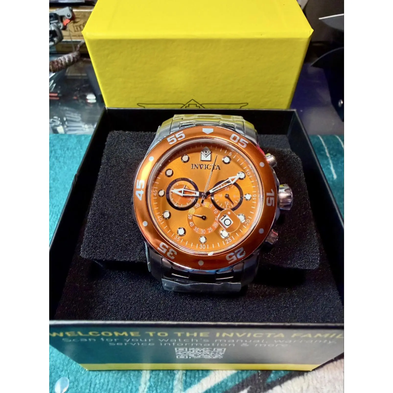 Invicta Pro Diver Chroma Rare Brilliant Orange SS bracelet. Big boy 48mm