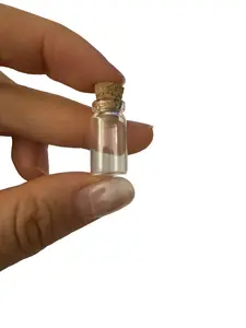 Tiny Mini Glass Wishing Bottles with Cork Stopper – Micro Charm Vials