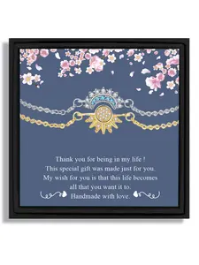 2-piece sun and moon bracelet set gift box for Valentine's Day birthday Christmas suitable for friends family romantic style with blessing card and box