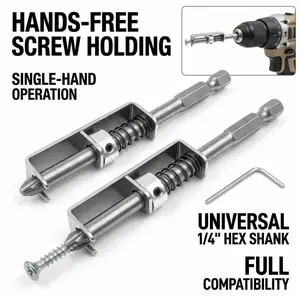 A set of 2PCS Spring-loaded Screw Holder Bit, Anti-drop Screwdriver Bit, Single-Hand Operation Bit Holder for Electricians, Mechanics, DIY Home Repair, Universal Screw Retaining Tool,summervibes
