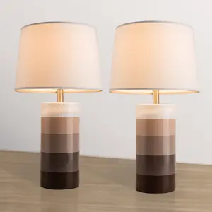 Modern Table Lamps Set of 2 ,Transitional Table Lamp for Living Room, Contemporary Ceramic Bedside Lamps for Bedroom, Nightstand, Hotel