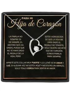 To My Dear Daughter Necklace Gift Heart Pendant with Cubic Zirconia,Forver Necklace,Perfect for Birthday, Graduation, Christmas Family Love Gift Beyond Bloodlines Birthday Graduation Gift for Her