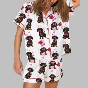 Dachshund Valentines Print Pajama Set
