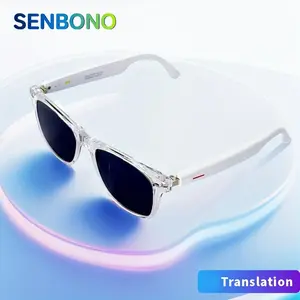 SENBONO Smart Translation Glasses, Multifunctional Smart Fashion Glasses with Wireless BT Earbuds, Translation Glasses for Men & Women, Wearable,Cool Gadgets