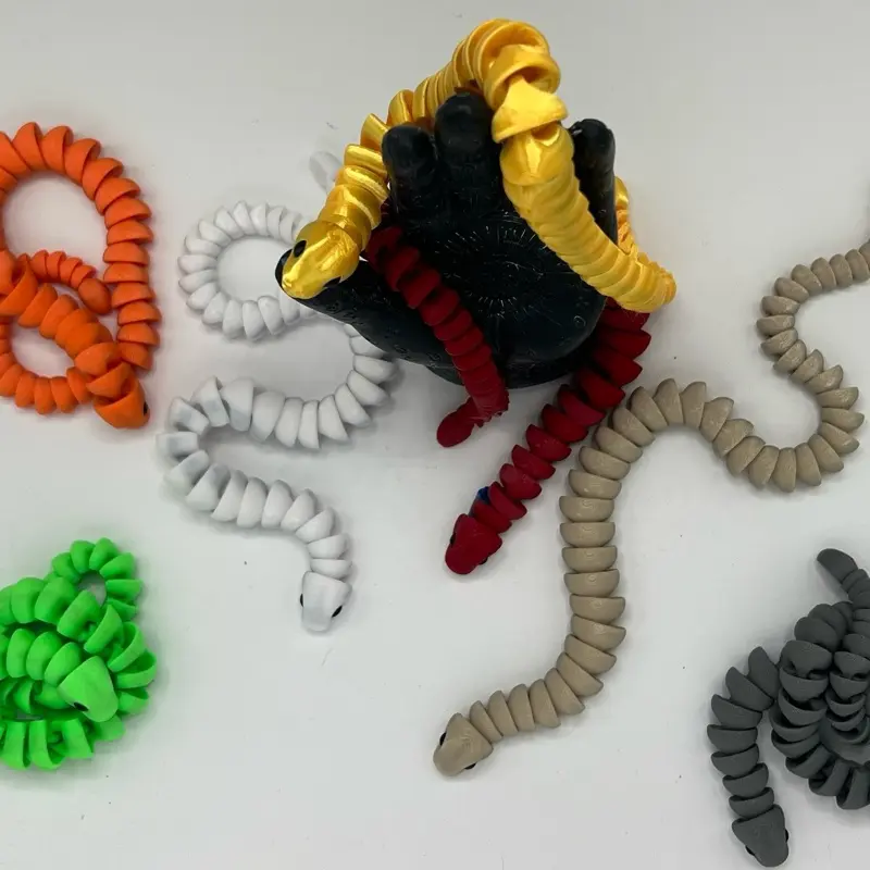 Zou3d Articulation Fidget Snake 14-1/2" 3D Printed Plastic Toy with Articulated Segments for Stress Relief and Engagement Decoration