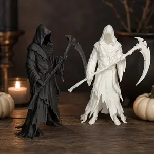 Gothic Grim Reaper Statue, Cloaked Angel of Death Figurine, Dark Aesthetic Home Decor, Spooky Bookshelf Tabletop Ornament, Mystery Horror Gift, Home Decor Sculptures