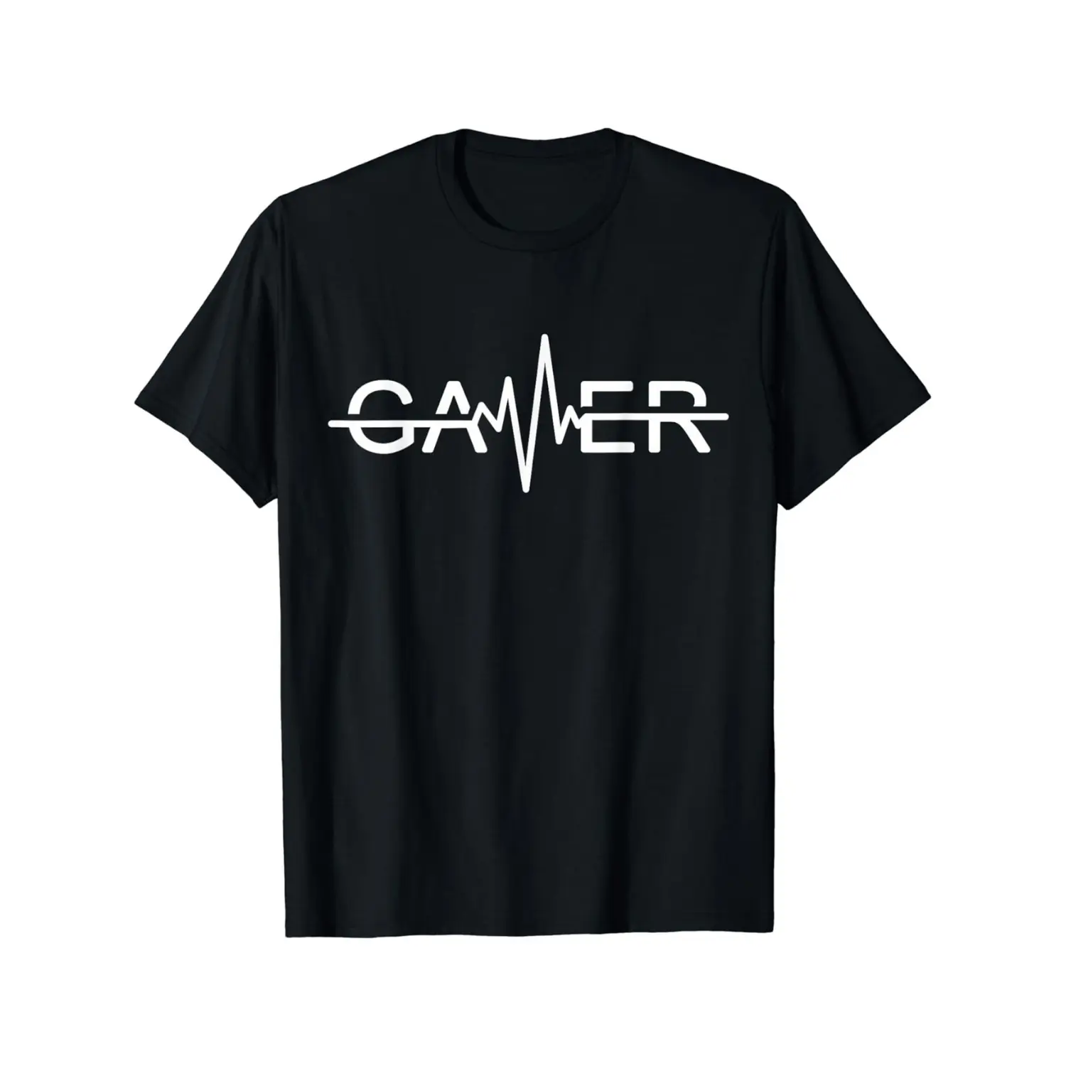 Mens Gamer Print Round Neck Short Sleeve Breathable Menswear T-Shirt, All Season Comfortable Sports Top (Black), Short Sleeves