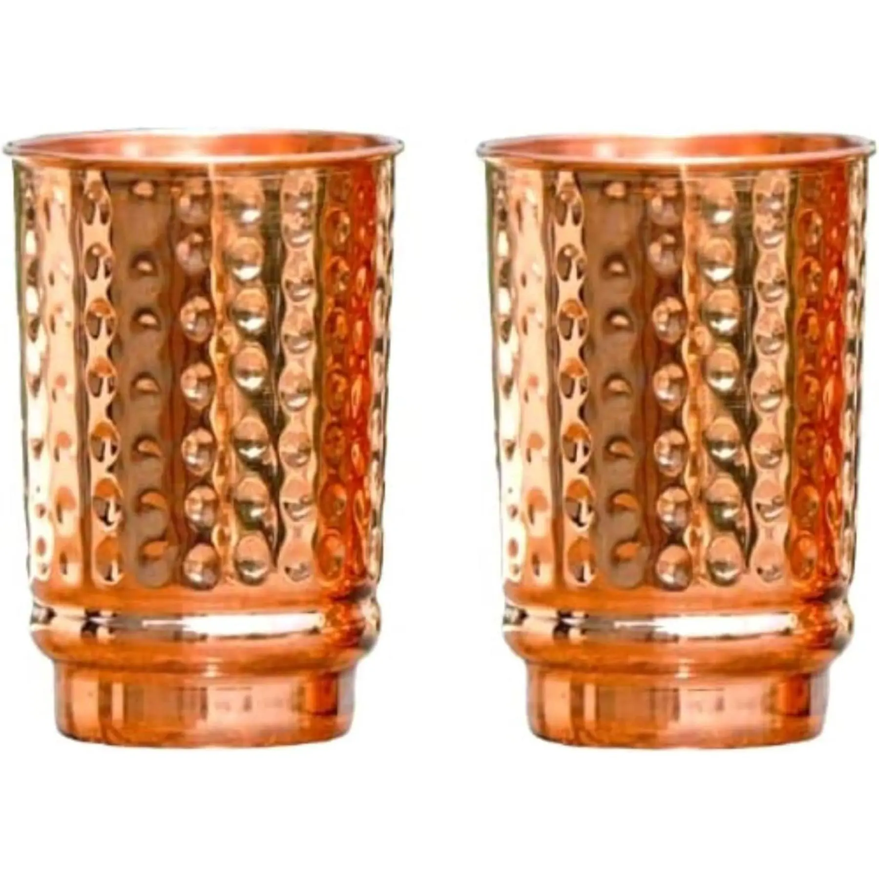 Set of 2 Hammered Pure Copper Tumblers for Storing and Drinking Water for Ayurvedic Medicine Cups| Copper Water Drinking Glass | 350 ml (11.8 fl. oz.)