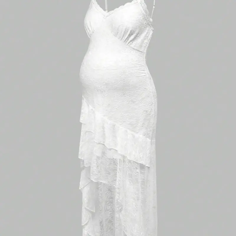 Elegant White Robe with Ruffled Hem and Flowing Design for Comfortable Wear