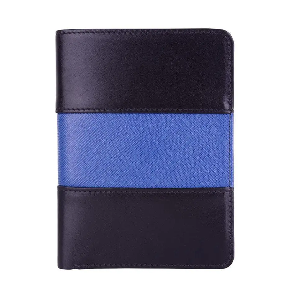 Men's Unique Slim Bi-Fold All-Leather Cowhide Police Wallet - Black Thin Blue Line, Lightweight, Reinforced Stitch, Universal Fit for Pin/Clip Back Badges, Removable Badge & ID, ID & Credit Card Slots Holder