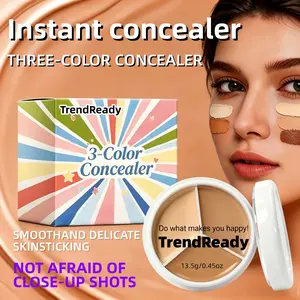1PCS 15G Tri-Color Concealer Palette Eyeshadow Palette with Pearlescent Matte Contour Concealer for Dark Circle Coverage
