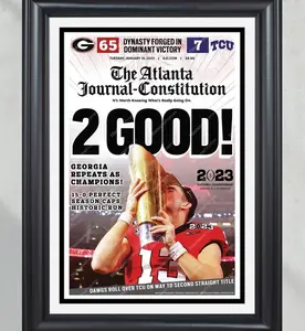 2023 Georgia Bulldogs '2 GOOD!' College Football National Champions Poster Print Front Page Newspaper Print - POSTER NO FRAME
