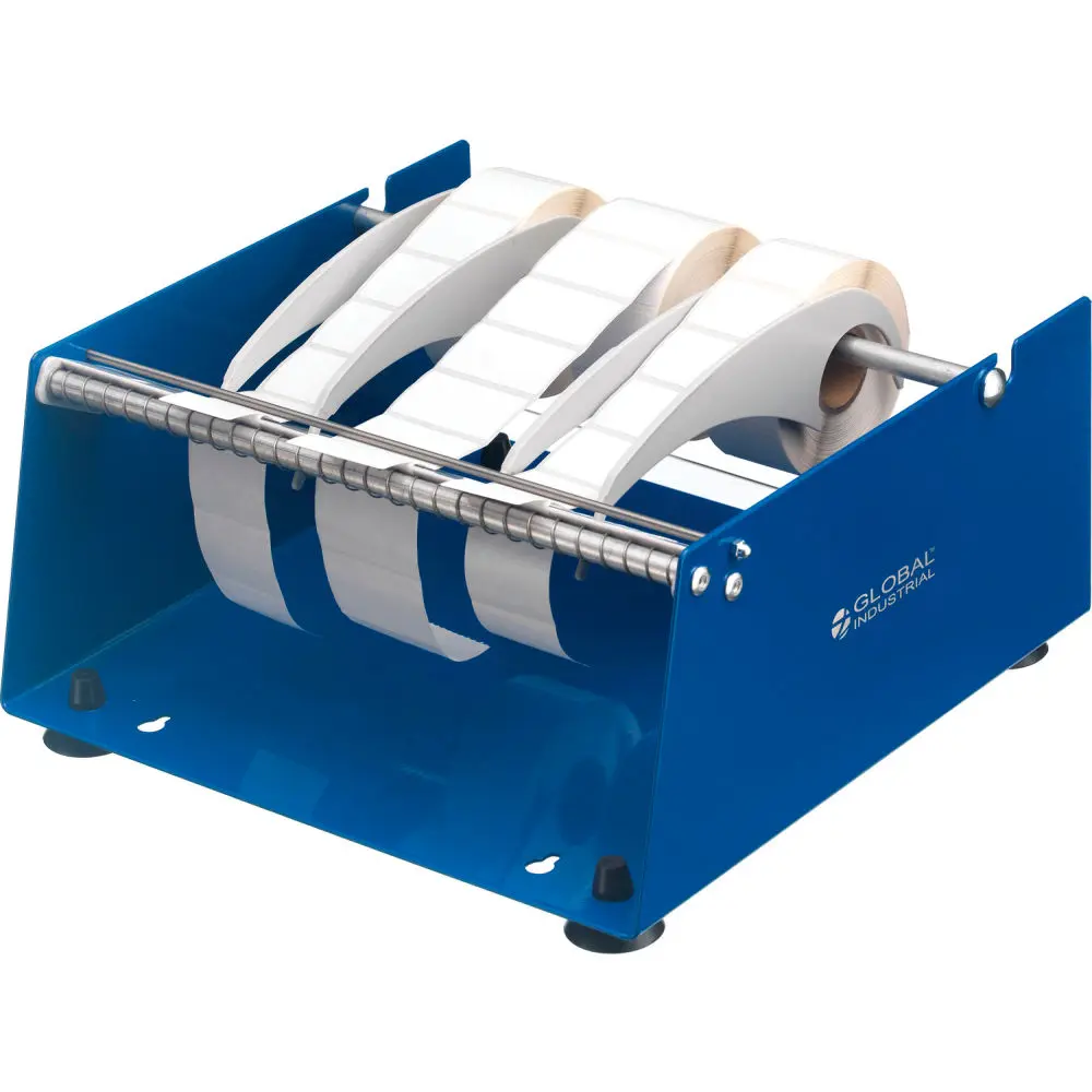 Global Industrial 412615 Manual Label Dispenser, Table or Wall Mount, Fits Up to 10 in. Labels, 10-5/8 in. Width, 11 in. Length, 3 in. Roll Core, 5-7/8 in. Height, 6 in. Roll Diameter, Dispensing, Table/Wall