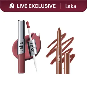 [Laka] [Live Exclusive] Perfect Twin Lip & Lip Liner Duo — Shape, Lock & Shine, Transfer-Proof Lip Duo