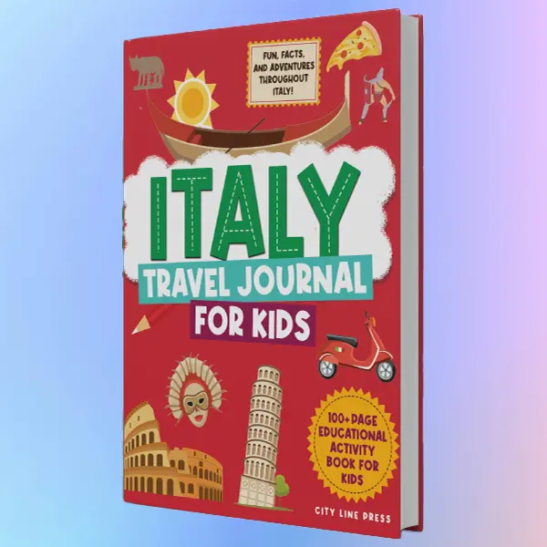 City Line Press Kids' Italy Travel Journal - 100+ Page Children’s Humanities & Social Sciences Book with Fun Facts, Adventures for Young Travelers, Notebook, Soft Cover Journal
