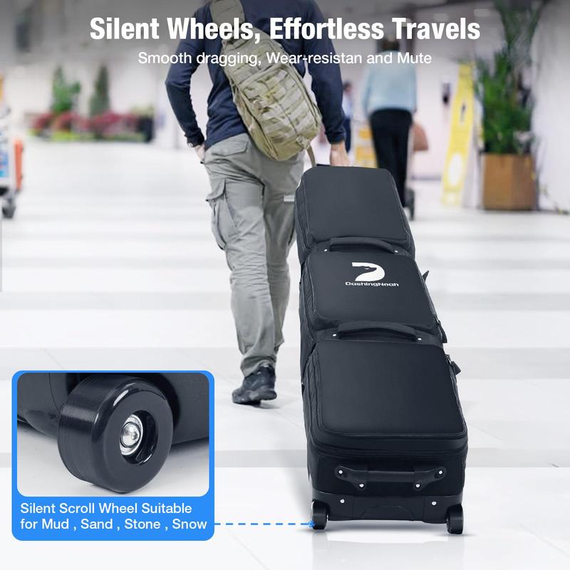 Waterproof Ski Bag with Wheels, Double Rolling Snowboard Bag for Air Travel Extendable From 155CM-187CM, with 3 Padded Outside Compartment Storage Helmet, Boots, Goggles, Jackets