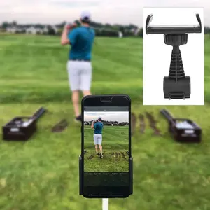 360 Rotating Golf Swing Action Recorder Phone Holder Clip, Phone Mount, Portable Training Aid Adjustable Angle Grip Compatible Smartphone Practice Device