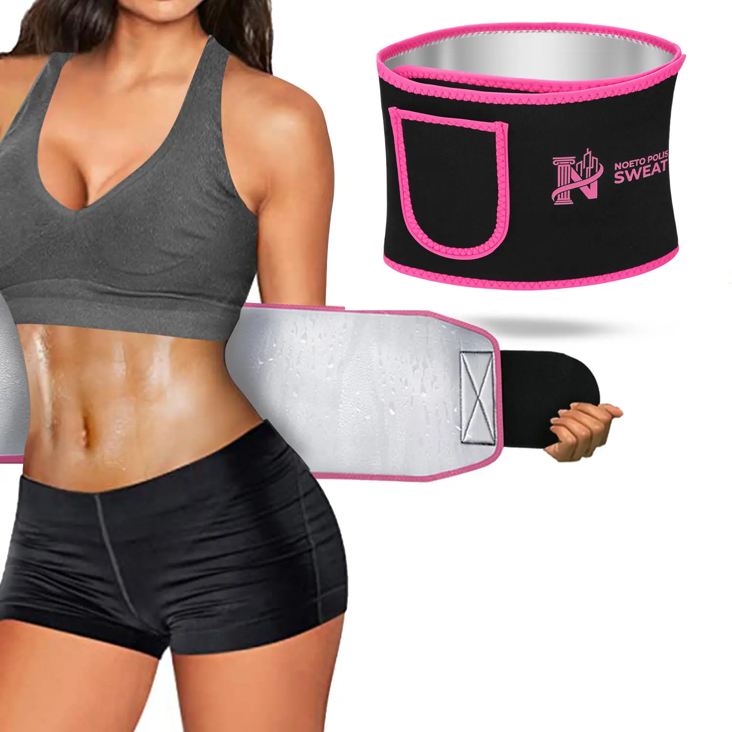 Sanua Sweat Ab Waist Belt - Sports Waist Trainer,Sweat Band Waist Trainer Belt for Sports Training Gym Workouts,Sports & Outdoor Accessoriers pink