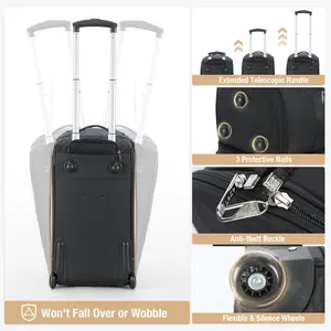 Rolling Garment Bag for Travel - Convertible Duffel Bag with Wheels & Shoes Compartment, Carry on Suit Luggage Bag with Trolley for Business Trip, Wedding, Weekender