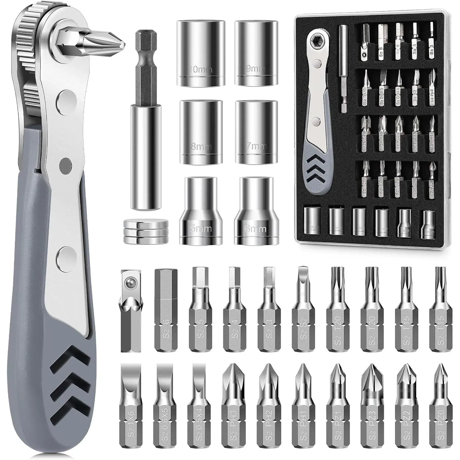 30in1 Right Angle , 36- Mini Ratchet Wrench, Angle  for Tight Spaces, Low Profile Offset screwdrivers,  Ratchet Screwdrivers Repair Tool